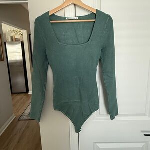 Abercrombie & Fitch Ribbed Green Bodysuit Sweater